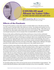 COVID-19 and Abuse in Later Life The Impact and What Judges and Courts Can Do