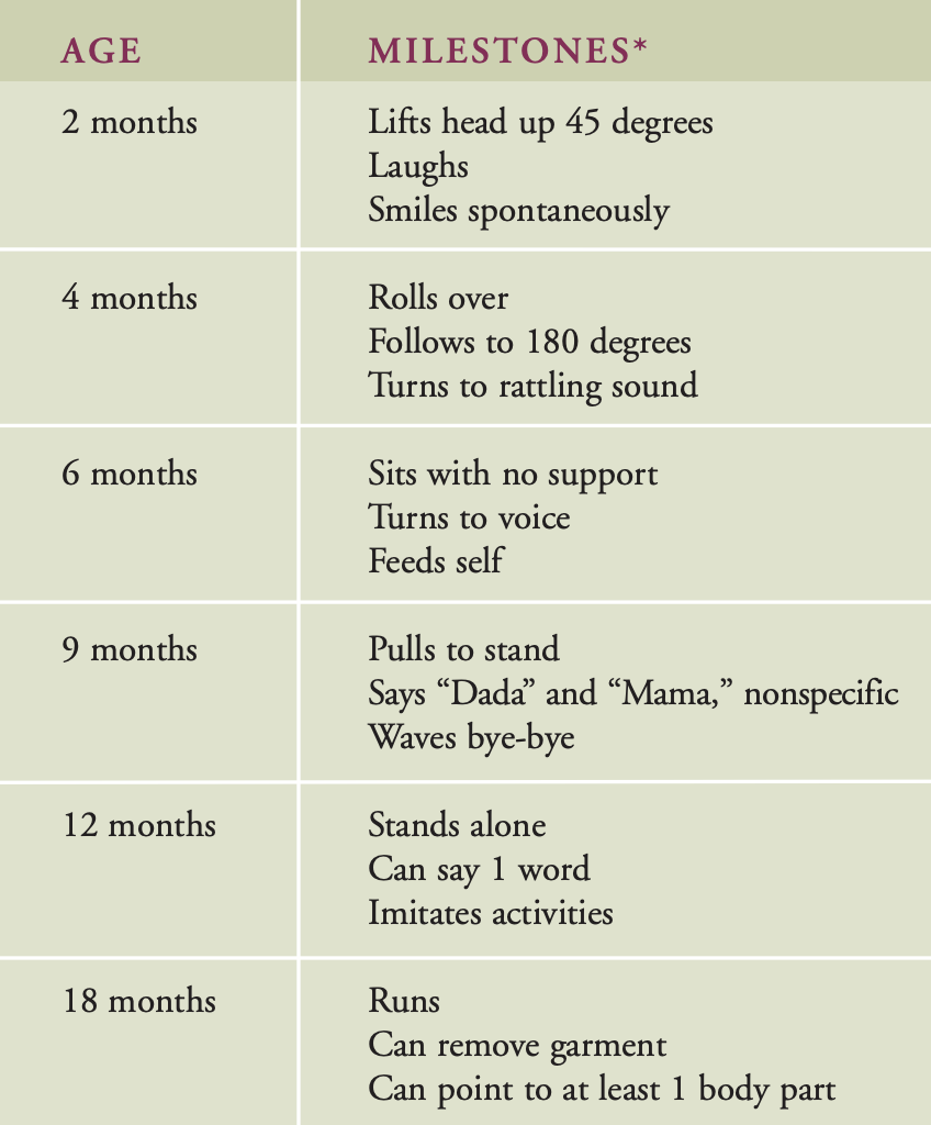 0-12 month milestone chart