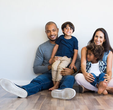 Happy family with children