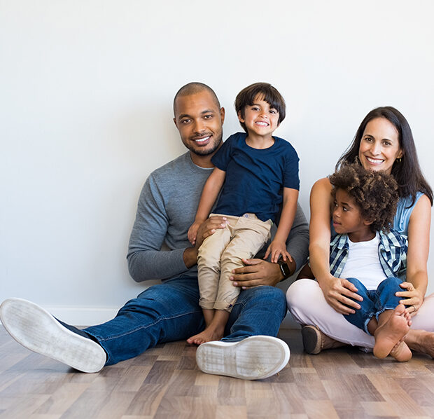 Happy family with children