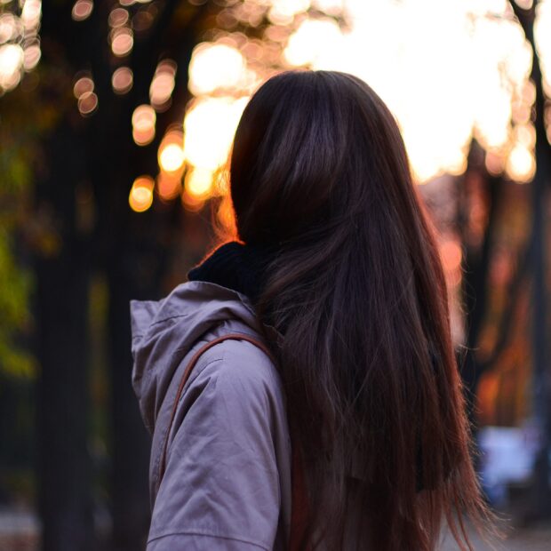 Girl in park in the evening