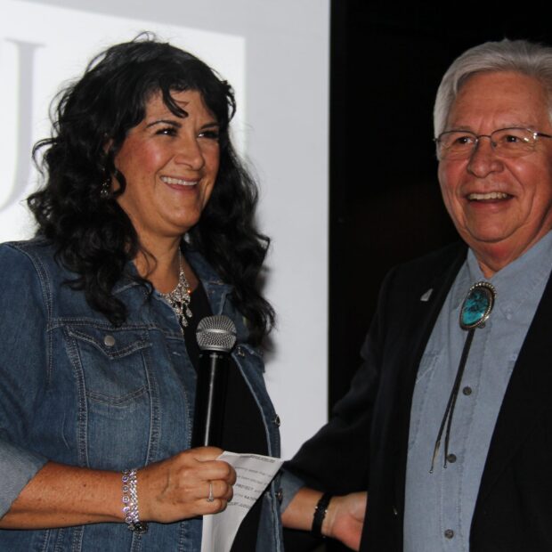 Hon. M. Monica Zamora, New Mexico Court of Appeals, swore in Hon. John J. Romero, Jr. as NCJFCJ's 2018-2019 President
